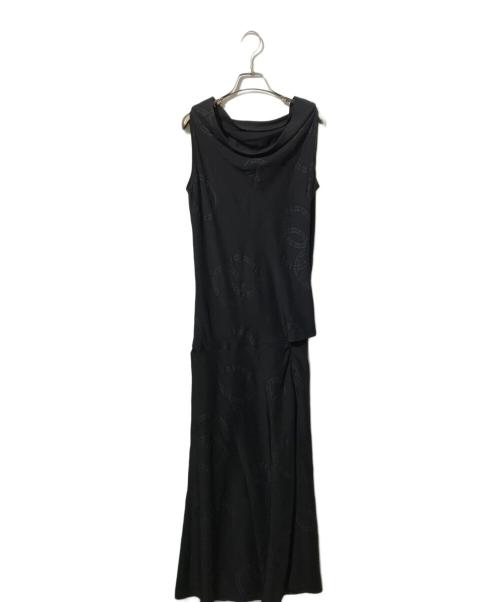 yohji yamamoto+noir（ヨウジヤマモトプリュスノアール）yohji yamamoto+noir (ヨウジヤマモトプリュスノアール) シルクサークルプリントロングワンピース ブラック サイズ:Ｍの古着・服飾アイテム