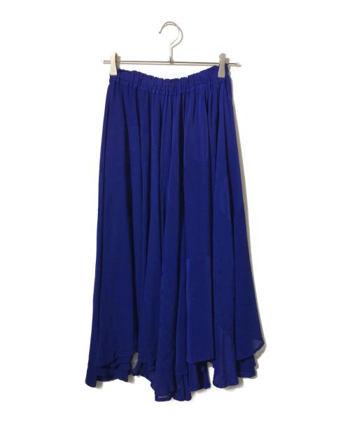Y's（ワイズ）Y's (ワイズ) 切替シルクアシンメトリースカート ブルー サイズ:1の古着・服飾アイテム