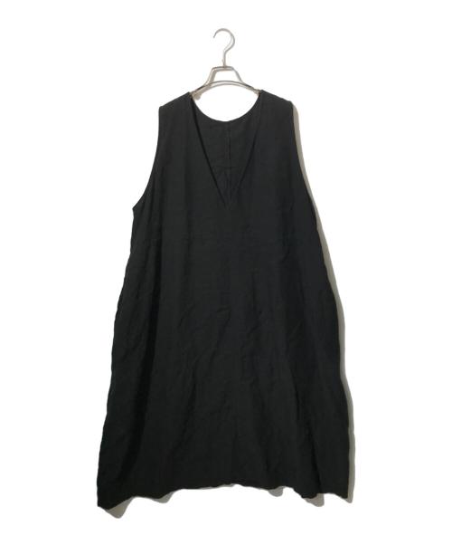 nest Robe（ネストローブ）nest Robe (ネストローブ) リネンノースリーブワンピース ブラック サイズ:Freeの古着・服飾アイテム
