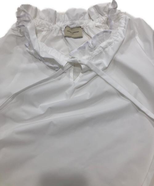 UNITED ARROWS（ユナイテッドアローズ）UNITED ARROWS (ユナイテッドアローズ) オーガンジー フリル リボン ブラウス ホワイト サイズ:freeの古着・服飾アイテム