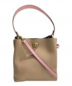 COACHコーチ）の古着「チャーリーバスケットバッグ」｜ベージュ×レッド