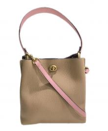 COACH（コーチ）の古着「チャーリーバスケットバッグ」｜ベージュ×レッド