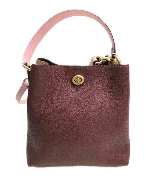 COACH（コーチ）COACH (コーチ) チャーリーバスケットバッグ ベージュ×レッドの古着・服飾アイテム
