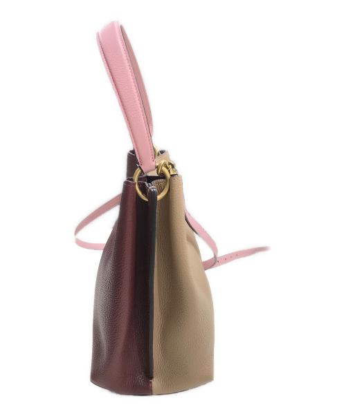 COACH（コーチ）COACH (コーチ) チャーリーバスケットバッグ ベージュ×レッドの古着・服飾アイテム