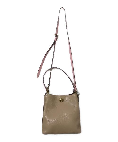 COACH（コーチ）COACH (コーチ) チャーリーバスケットバッグ ベージュ×レッドの古着・服飾アイテム