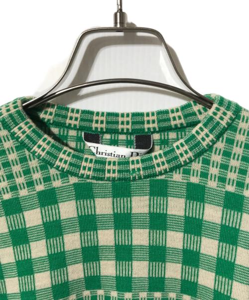 Christian Dior Sports（クリスチャン ディオールスポーツ）Christian Dior Sports (クリスチャン ディオールスポーツ) チェック柄ニット グリーン サイズ:Mの古着・服飾アイテム