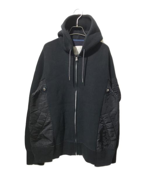 sacai（サカイ）sacai (サカイ) Sponge Sweat MA-1 Zip Hoodie/フーディージャケット ブラック サイズ:2の古着・服飾アイテム