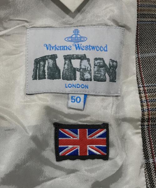 Vivienne Westwood man（ヴィヴィアン ウェストウッド マン）Vivienne Westwood man (ヴィヴィアン ウェストウッド マン) チェックセットアップスーツ ブラウン サイズ:50の古着・服飾アイテム