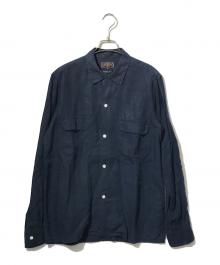 BEAMS（ビームス）の古着「オープンカラー リネンシャツ」｜ネイビー