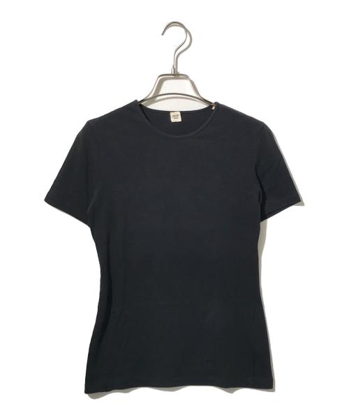 HERMES（エルメス）HERMES (エルメス) 裾ロゴコットンカットソー ブラック サイズ:34の古着・服飾アイテム
