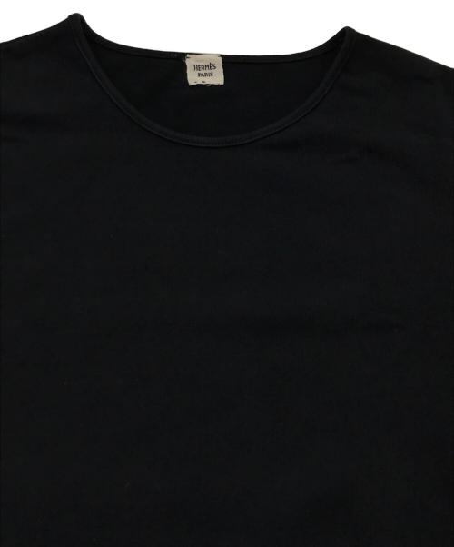 HERMES（エルメス）HERMES (エルメス) 裾ロゴコットンカットソー ブラック サイズ:34の古着・服飾アイテム