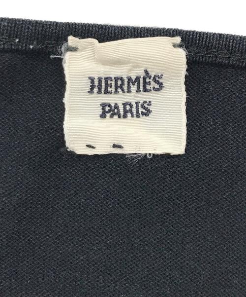 HERMES（エルメス）HERMES (エルメス) 裾ロゴコットンカットソー ブラック サイズ:34の古着・服飾アイテム