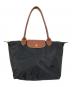 中古・古着 LONGCHAMP (ロンシャン) オリジナル M ショルダーバッグ ブラック×ブラウン：7000円