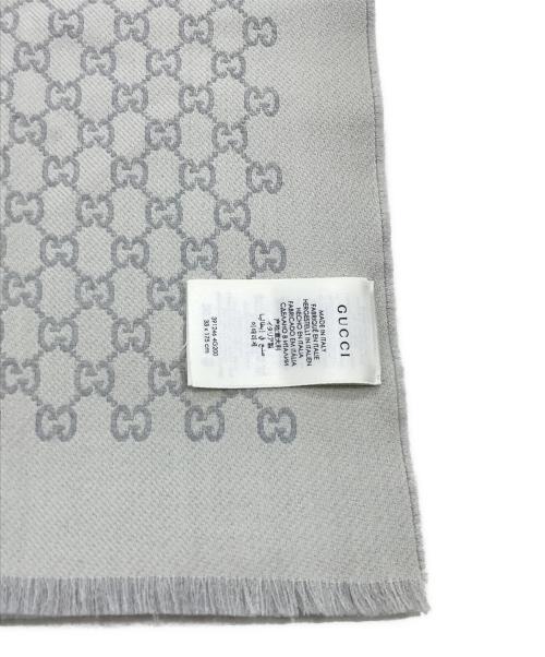 GUCCI（グッチ）GUCCI (グッチ) GG ジャガードウールマフラー グレーの古着・服飾アイテム