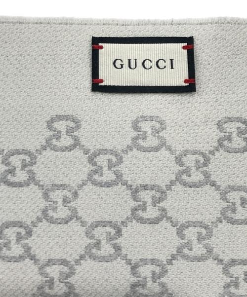 GUCCI（グッチ）GUCCI (グッチ) GG ジャガードウールマフラー グレーの古着・服飾アイテム