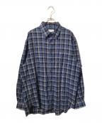 MAISON SPECIALメゾンスペシャル）の古着「Regular Collar Prime-Over Shirt/長袖柄シャツ」｜ブルー
