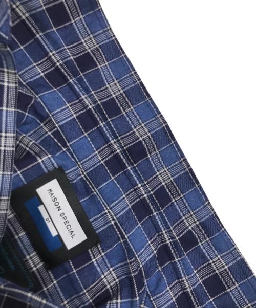 MAISON SPECIAL（メゾンスペシャル）MAISON SPECIAL (メゾンスペシャル) Regular Collar Prime-Over Shirt/長袖柄シャツ ブルー サイズ:1の古着・服飾アイテム