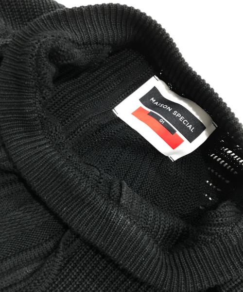 MAISON SPECIAL（メゾンスペシャル）MAISON SPECIAL (メゾンスペシャル) Different Material Docking Prime-Over 3D Knit Pullover ブラック サイズ:1の古着・服飾アイテム