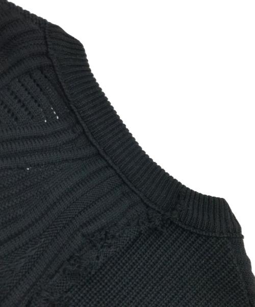 MAISON SPECIAL（メゾンスペシャル）MAISON SPECIAL (メゾンスペシャル) Different Material Docking Prime-Over 3D Knit Pullover ブラック サイズ:1の古着・服飾アイテム