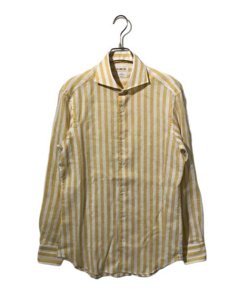 FAIRFAX（フェアファックス）FAIRFAX (フェアファックス) リネンストライプシャツ イエロー サイズ:Mの古着・服飾アイテム