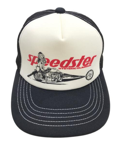 Hysteric Glamour（ヒステリックグラマー）Hysteric Glamour (ヒステリックグラマー) SPEEDSTER メッシュキャップ ブラック×ホワイトの古着・服飾アイテム