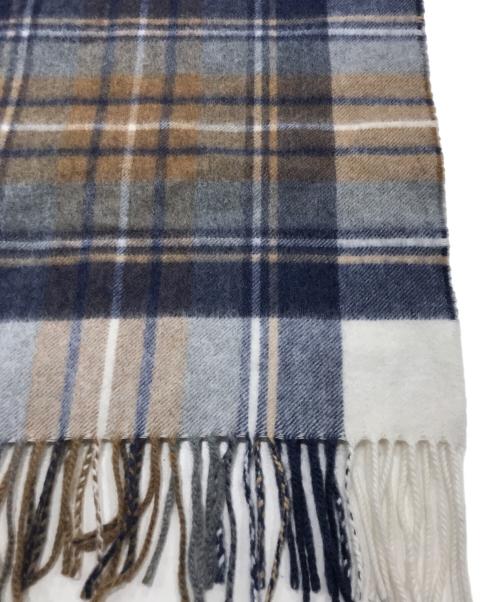 JOHNSTONS OF ELGIN（ジョンストンズ オブ エルガン）JOHNSTONS OF ELGIN (ジョンストンズ オブ エルガン) カシミヤ大判ストール ネイビー×ブラウンの古着・服飾アイテム