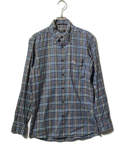 BURBERRY BLACK LABEL（バーバリーブラックレーベル）BURBERRY BLACK LABEL (バーバリーブラックレーベル) ノヴァチェックホース刺繍シャツ ブルー サイズ:1の古着・服飾アイテム