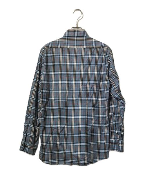 BURBERRY BLACK LABEL（バーバリーブラックレーベル）BURBERRY BLACK LABEL (バーバリーブラックレーベル) ノヴァチェックホース刺繍シャツ ブルー サイズ:1の古着・服飾アイテム