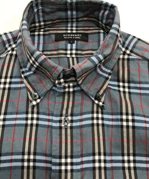 BURBERRY BLACK LABEL（バーバリーブラックレーベル）BURBERRY BLACK LABEL (バーバリーブラックレーベル) ノヴァチェックホース刺繍シャツ ブルー サイズ:1の古着・服飾アイテム