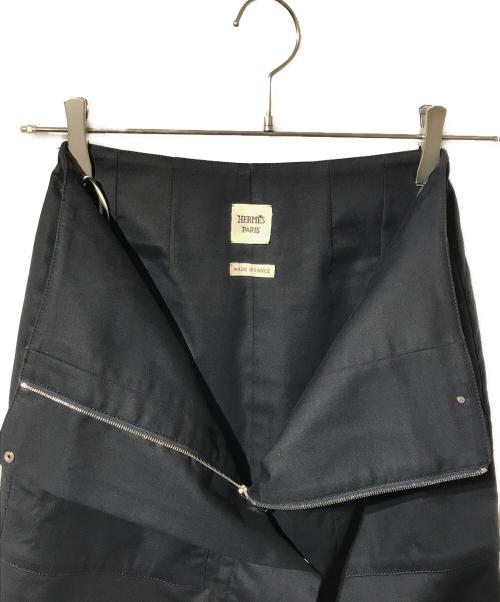 HERMES（エルメス）HERMES (エルメス) ジップ比翼タイトスカート ブラック サイズ:SIZE 34の古着・服飾アイテム