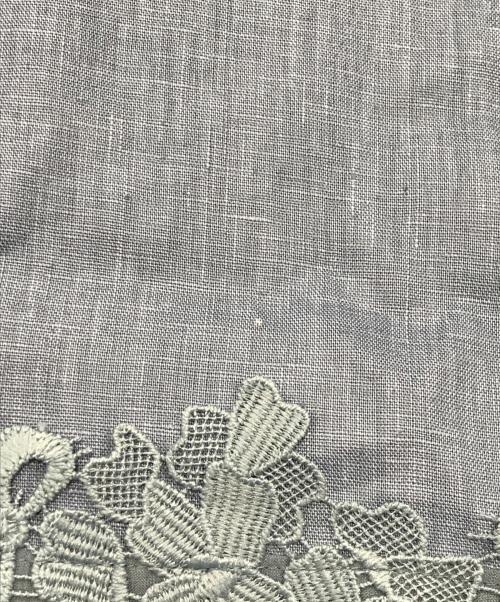 BEARDSLEY（ビアズリー）BEARDSLEY (ビアズリー) 裾レースリネンブラウス ブルー サイズ:Freeの古着・服飾アイテム