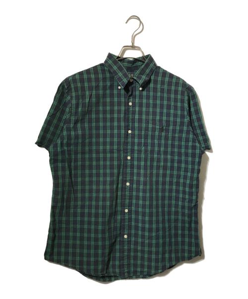 POLO RALPH LAUREN（ポロ・ラルフローレン）POLO RALPH LAUREN (ポロ・ラルフローレン) シアサッカー半袖シャツ/コットンチェックシャツ グリーン サイズ:Lの古着・服飾アイテム