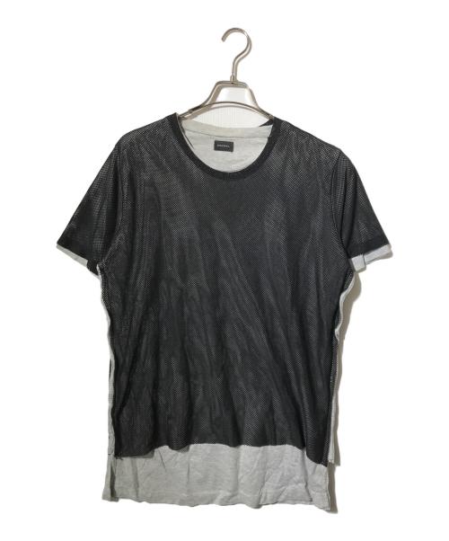 DIESEL（ディーゼル）DIESEL (ディーゼル) レイヤードメッシュTシャツ ブラック サイズ:Ｍの古着・服飾アイテム