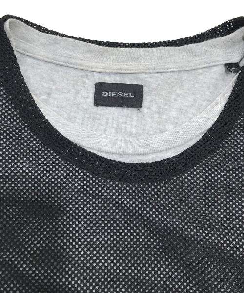 DIESEL（ディーゼル）DIESEL (ディーゼル) レイヤードメッシュTシャツ ブラック サイズ:Ｍの古着・服飾アイテム