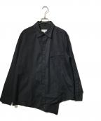 sulvamサルバム）の古着「BODY OVERLAP STAND COLLAR SHIRT」｜ブラック