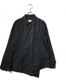 sulvam（サルバム）の古着「BODY OVERLAP STAND COLLAR SHIRT」｜ブラック