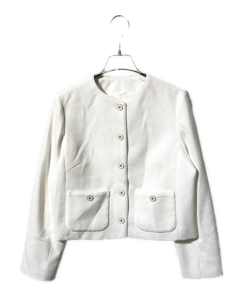 ANAYI（アナイ）ANAYI (アナイ) ドビーツイードクルージャケット ホワイト サイズ:SIZE 36の古着・服飾アイテム