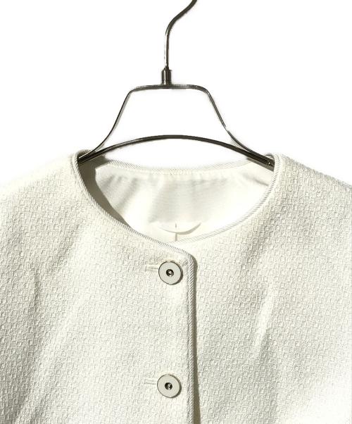 ANAYI（アナイ）ANAYI (アナイ) ドビーツイードクルージャケット ホワイト サイズ:SIZE 36の古着・服飾アイテム