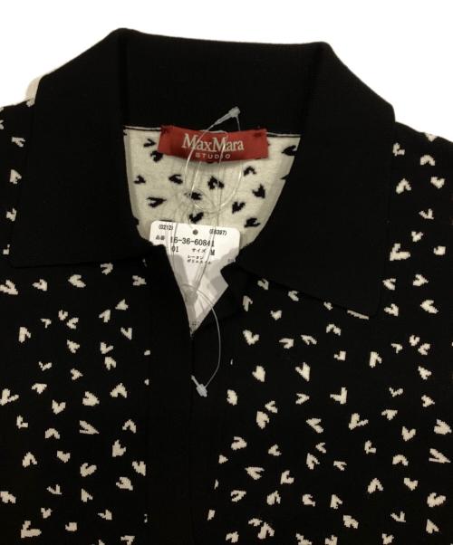 MaxMara（マックスマーラ）MaxMara (マックスマーラ) S/Sニットポロシャツ ブラック×ホワイト サイズ:M 未使用品の古着・服飾アイテム