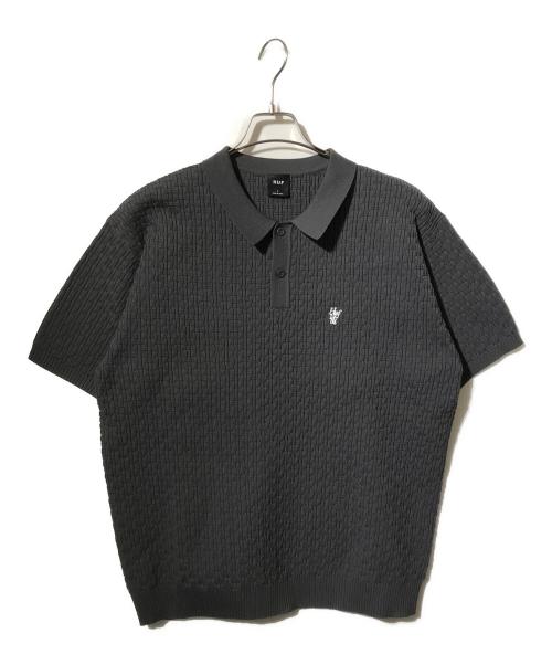 HUF（ハフ）HUF (ハフ) ジャガードロゴポロシャツ グレー サイズ:Ｌの古着・服飾アイテム