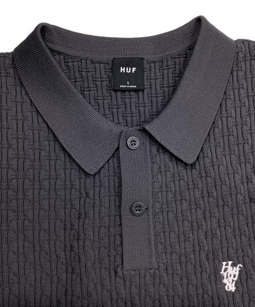 HUF（ハフ）HUF (ハフ) ジャガードロゴポロシャツ グレー サイズ:Ｌの古着・服飾アイテム