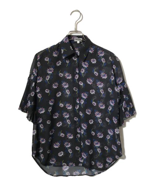 KENZO（ケンゾー）KENZO (ケンゾー) 花柄フレアスリーブシアーシャツ/半袖シャツ ネイビー サイズ:34の古着・服飾アイテム