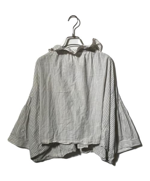 nest Robe（ネストローブ）nest Robe (ネストローブ) コットンリネンストライプフォークロアショートブラウス ベージュ サイズ:FREEの古着・服飾アイテム