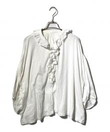 nest Robe（ネストローブ）の古着「[UpcycleLino] 切替えフリルカットソーブラウス」｜ホワイト