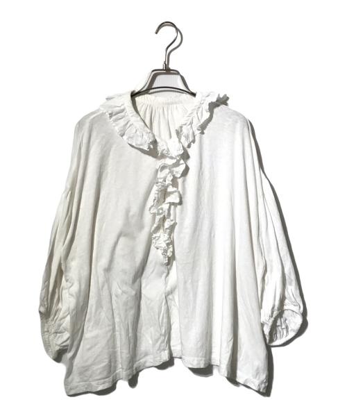 nest Robe（ネストローブ）nest Robe (ネストローブ) [UpcycleLino] 切替えフリルカットソーブラウス ホワイト サイズ:freeの古着・服飾アイテム