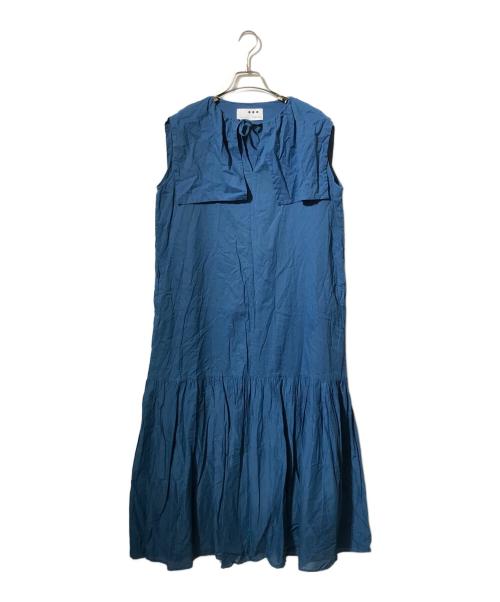 THREE DOTS（スリードッツ）THREE DOTS (スリードッツ) Cotton lawn big collar dress ブルー サイズ:ｓの古着・服飾アイテム