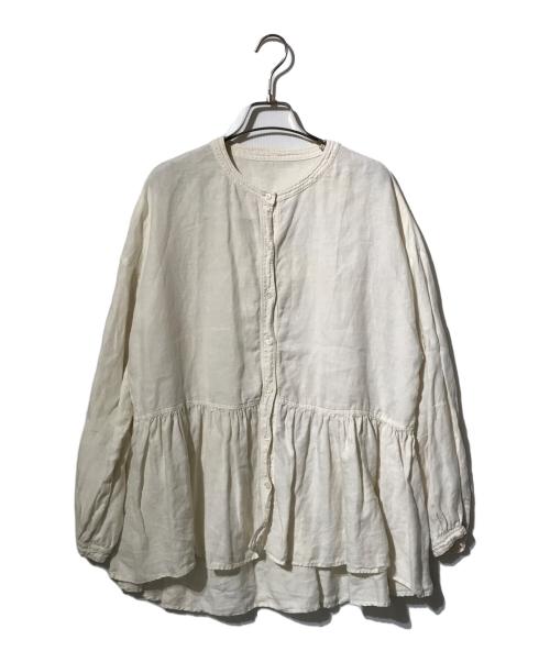 nest Robe（ネストローブ）nest Robe (ネストローブ) リネン天然染めギャザーブラウス ベージュ サイズ:Freeの古着・服飾アイテム