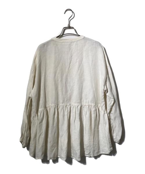 nest Robe（ネストローブ）nest Robe (ネストローブ) リネン天然染めギャザーブラウス ベージュ サイズ:Freeの古着・服飾アイテム