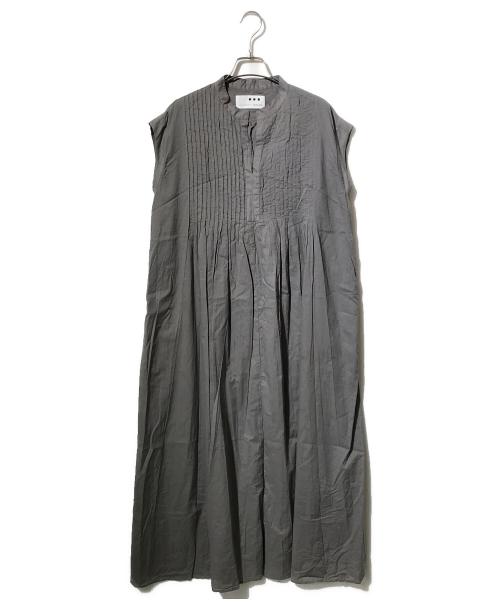 THREE DOTS（スリードッツ）THREE DOTS (スリードッツ) Cotton loan tuck dress ブラウン サイズ:xsの古着・服飾アイテム