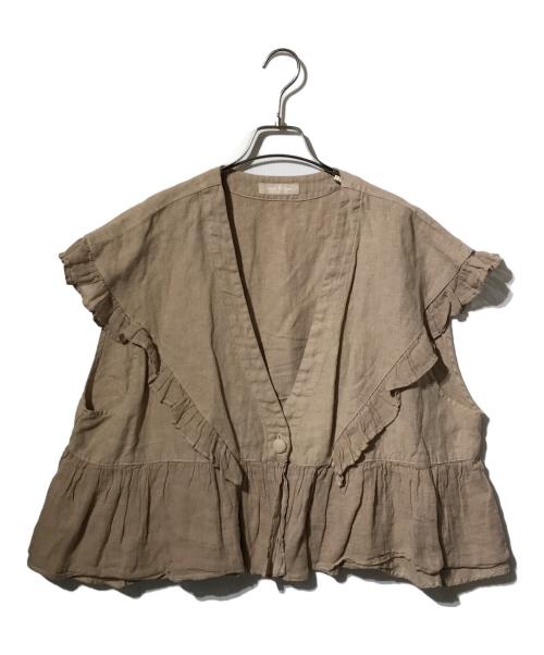 nest Robe（ネストローブ）nest Robe (ネストローブ) 25リネンフリルベスト ブラウン サイズ:Freeの古着・服飾アイテム